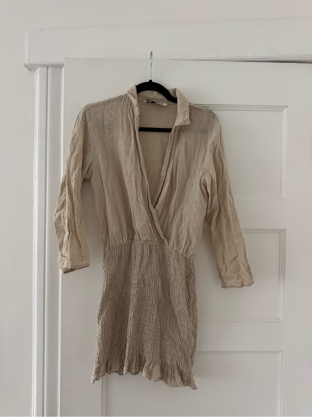 Zara Cream Wrap-Style Mini Dress